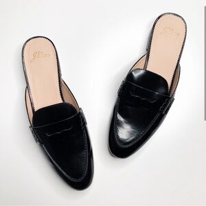 J Crew Penny Loafer Mule Patent Leather Black 8